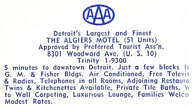 Algiers Motel - Vintage Postcard